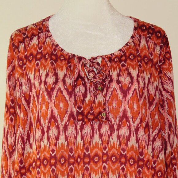 Faded Glory Multi-Color Long Sleeve Pullover Top & Front Tie Size XL 16-18 C1128 - Picture 1 of 7